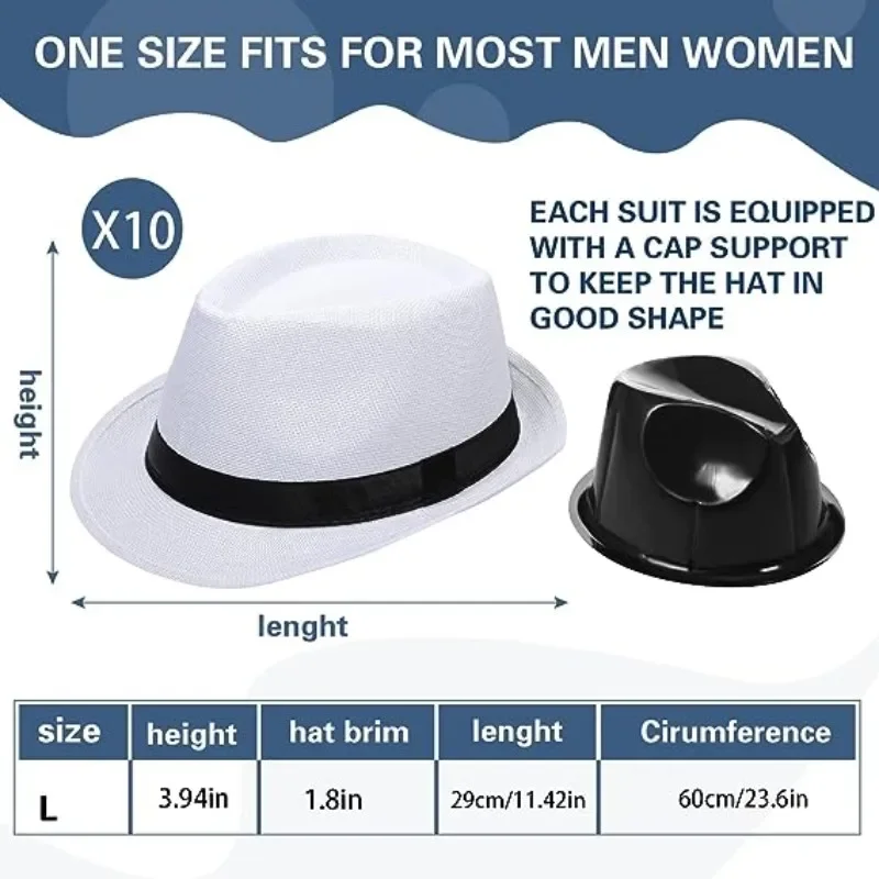 8/16/24 Pack Short Brim Hats 1920s Fedora Hats for Men Classic Pork Pie Hats Summer Hat for Women Party Wedding Costume view 5