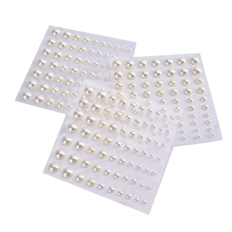 1 Sheet Plastic Semi-circular Pearl Decoration Stickers For DIY Crafts Nail Art