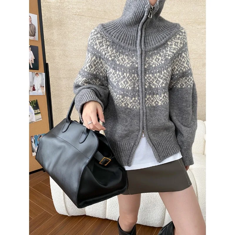 سترة النساء البلوزات معاطف سستة جاكيتات رفض طوق لاعبا Y2k الشارع الشهير أنيقة متماسكة مفتوحة Stith خريف شتاء 2025