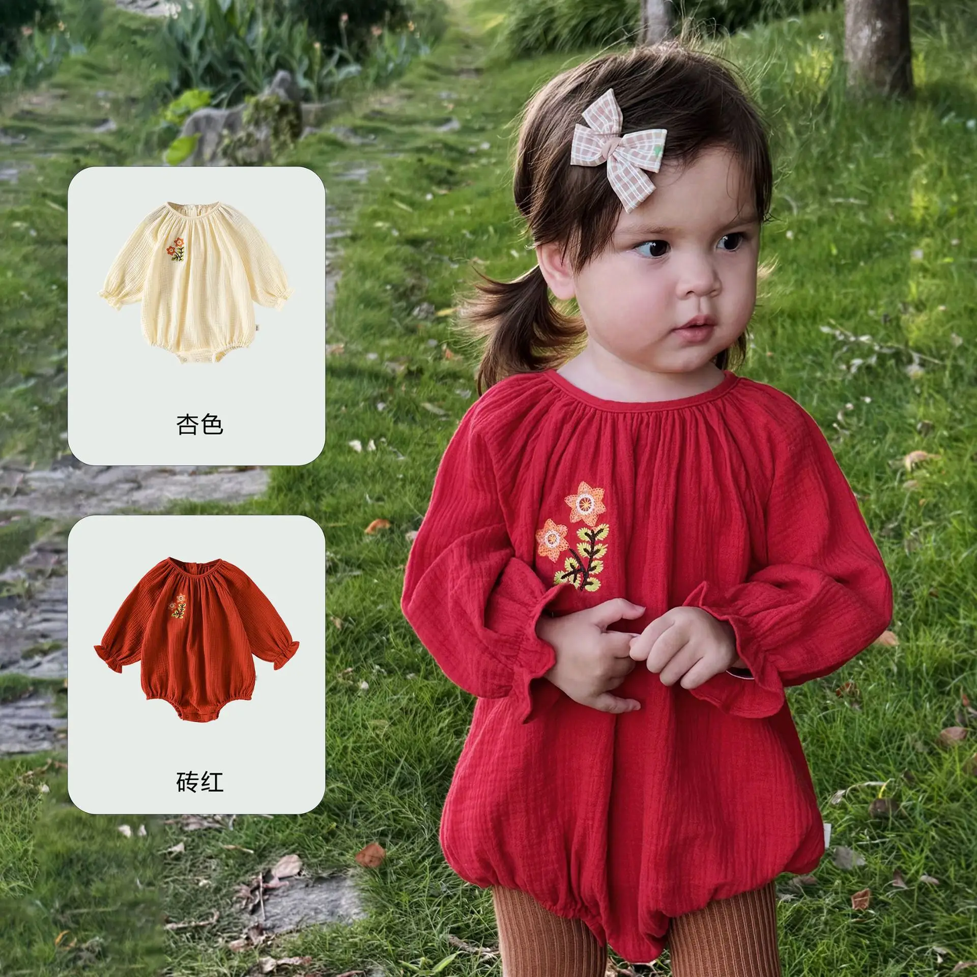 

Nordic Style Baby Girl Clothes Long Sleeve Fleece Pajamas Cotton Wrap Romper Double Layered Fabric for Crawling And Sleeping