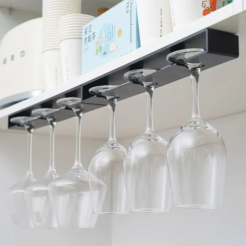 Wine Glass Holder Hanging Wine Glass Holder Under Shelf Plastic Stemware Rack Glassware Drying Storage Hanger for Kitchen Bar