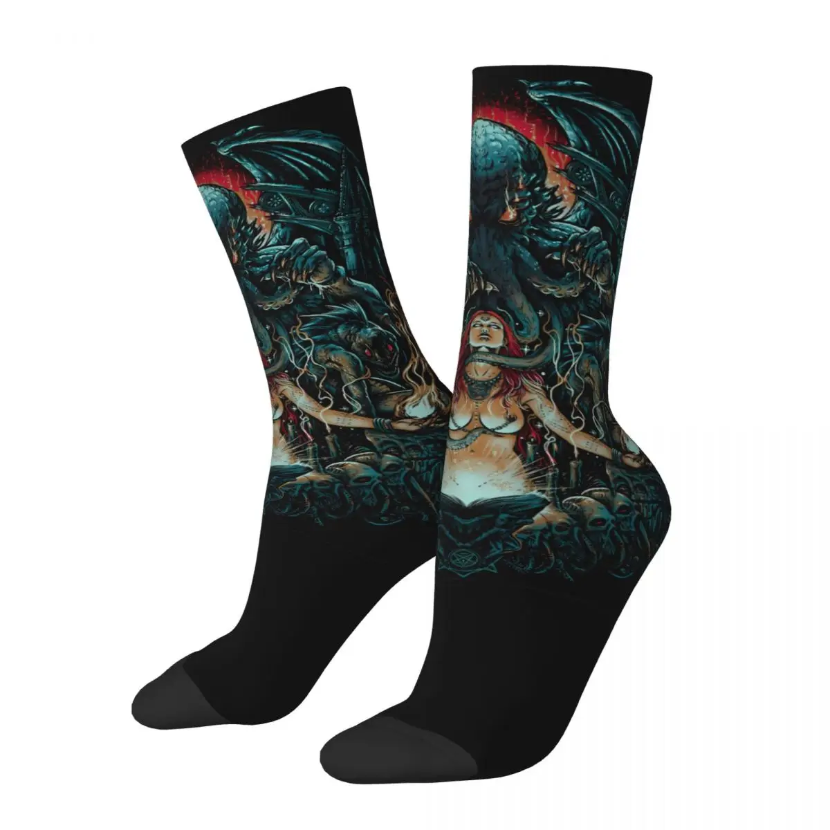 Cthulhu-calcetín de ceremonia para hombre, estampado, poliéster