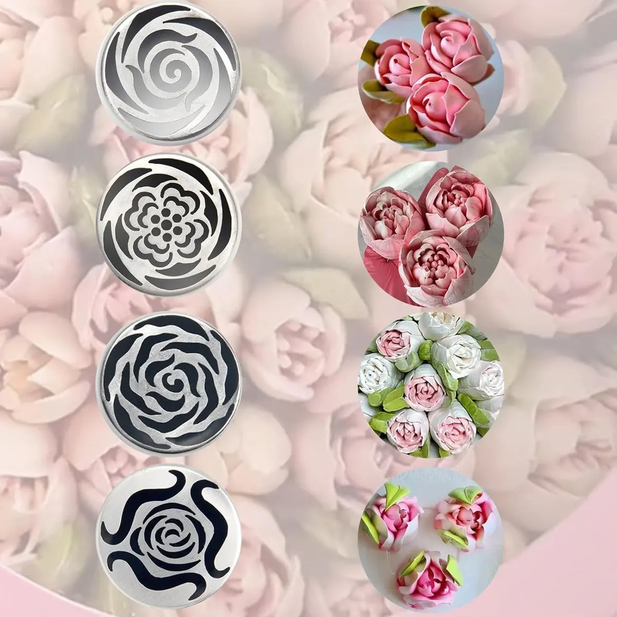 HITL Cake Decorating Kit Extra Large Stainless Steel Icing Tips Set for Buttercream Roses 3D Floral Designs Tools