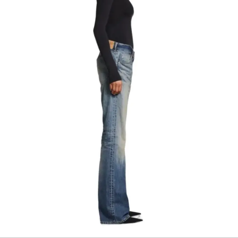 Hksh primavera novos homens maré escuro queimado calças de brim finas lavadas vintage unisex desgastado enrugado calças jeans longas high street retro hk8741