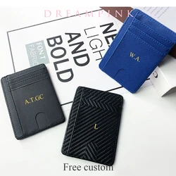Custom Letters Business Men Card Holder Personalize Name Business RFID Blocking Women Slim Wallet Company Logo ID Card Case