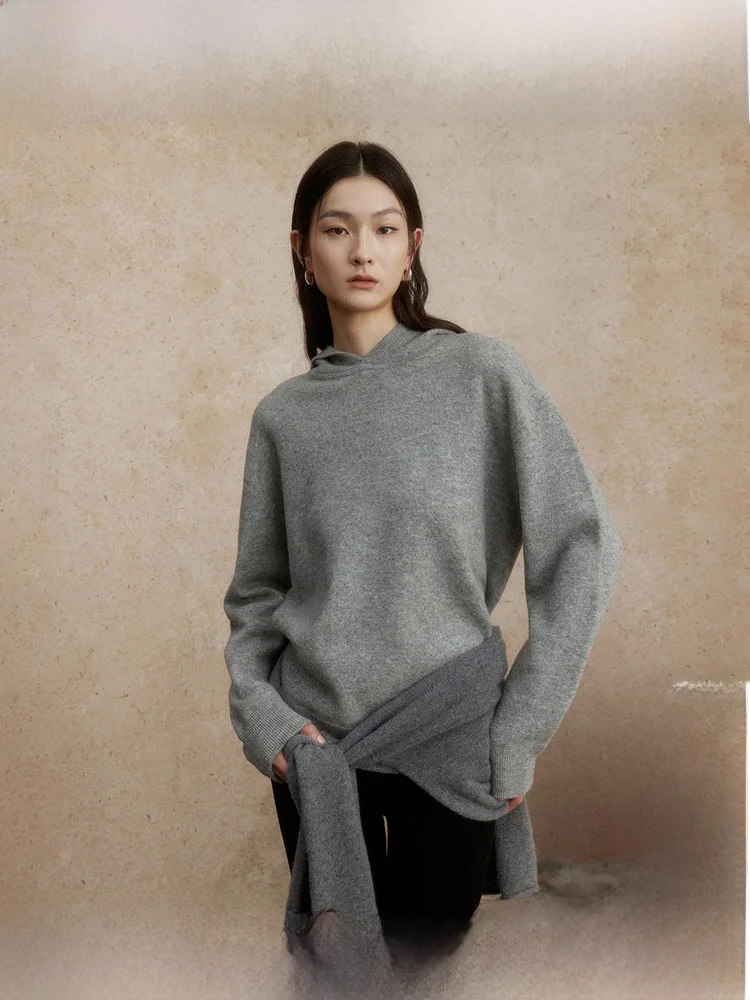 

ZhiZhi Ascension Door Hooded Sweatirt Women's Loose Casual Bla Full Wool Winter Comfortable Long Sve Crew Ne Sweater