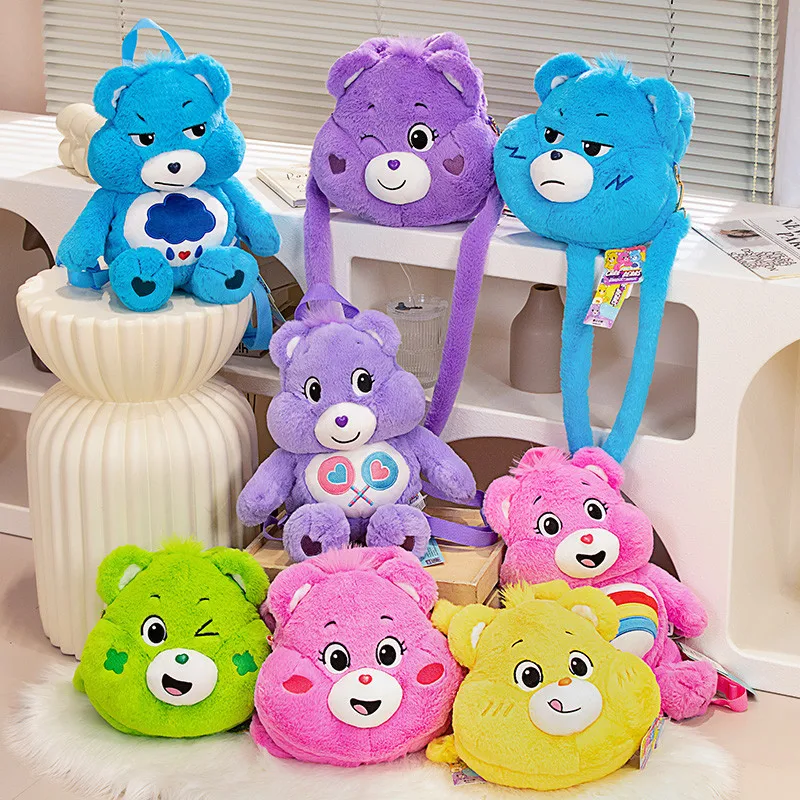 

Anime Cartoon Care Bears Plush Toy Bag Y2K Creative New Rainbow Bear Plush Toy Multifunctional Storage Bag Gift for Friends
