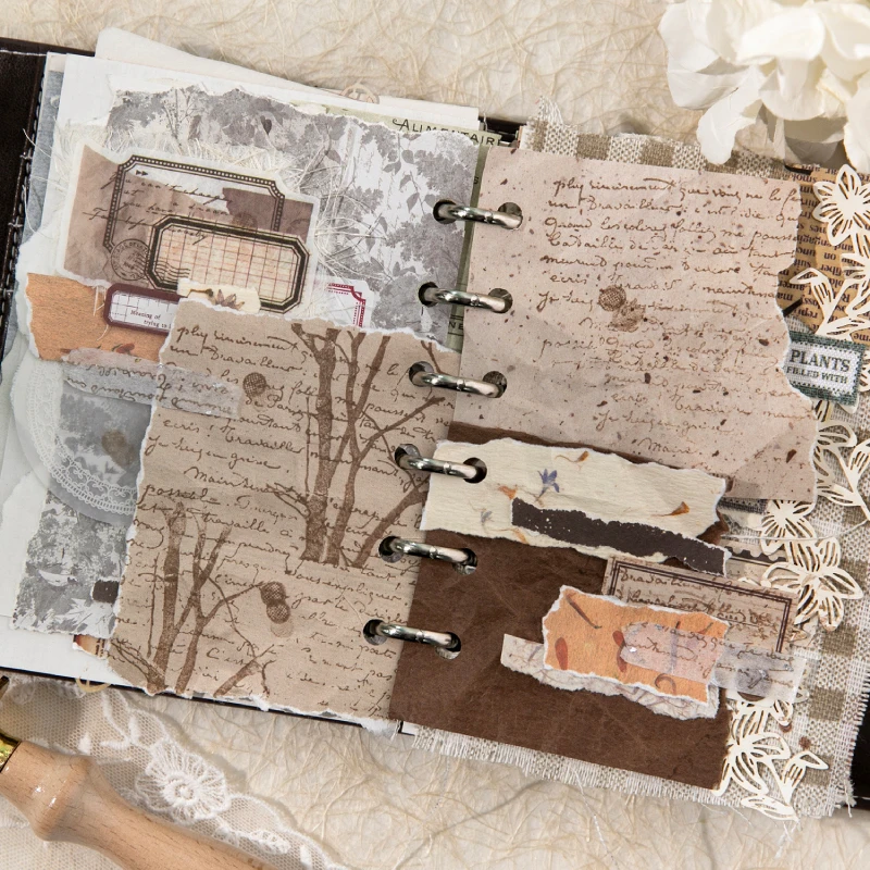 Journal GO 50pcs Vintage Collage Material Paper Mixed Journaling Scrapbook Decorative Background Paper Creative Retro Assets