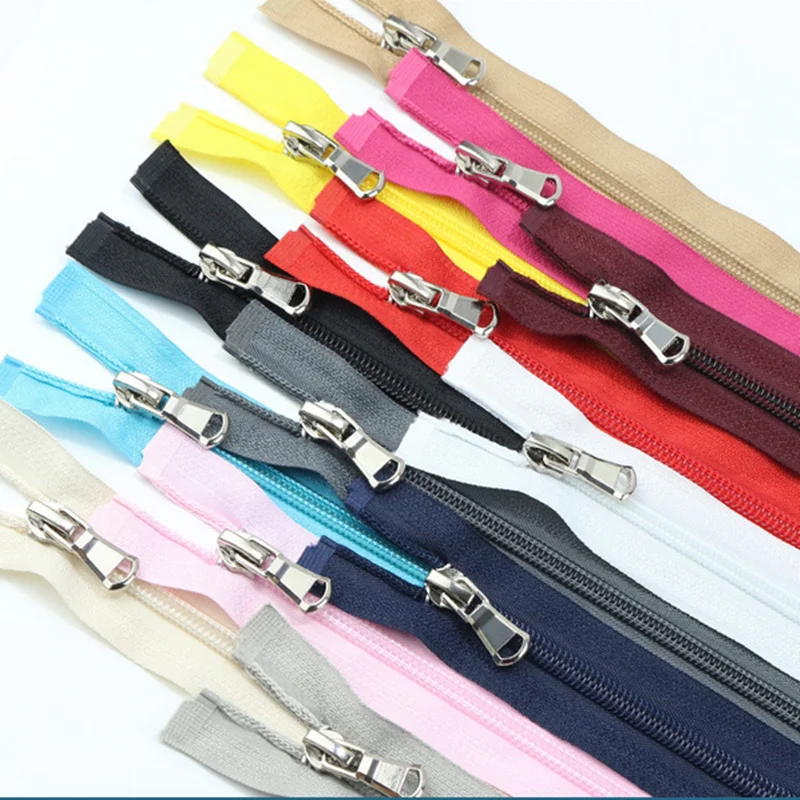 

40/50/60/70/80cm 5# Colorful High Quality Open-end Auto Lock Metal Zipper DIY Handcraft For Clothing Pocket Garment Shoe