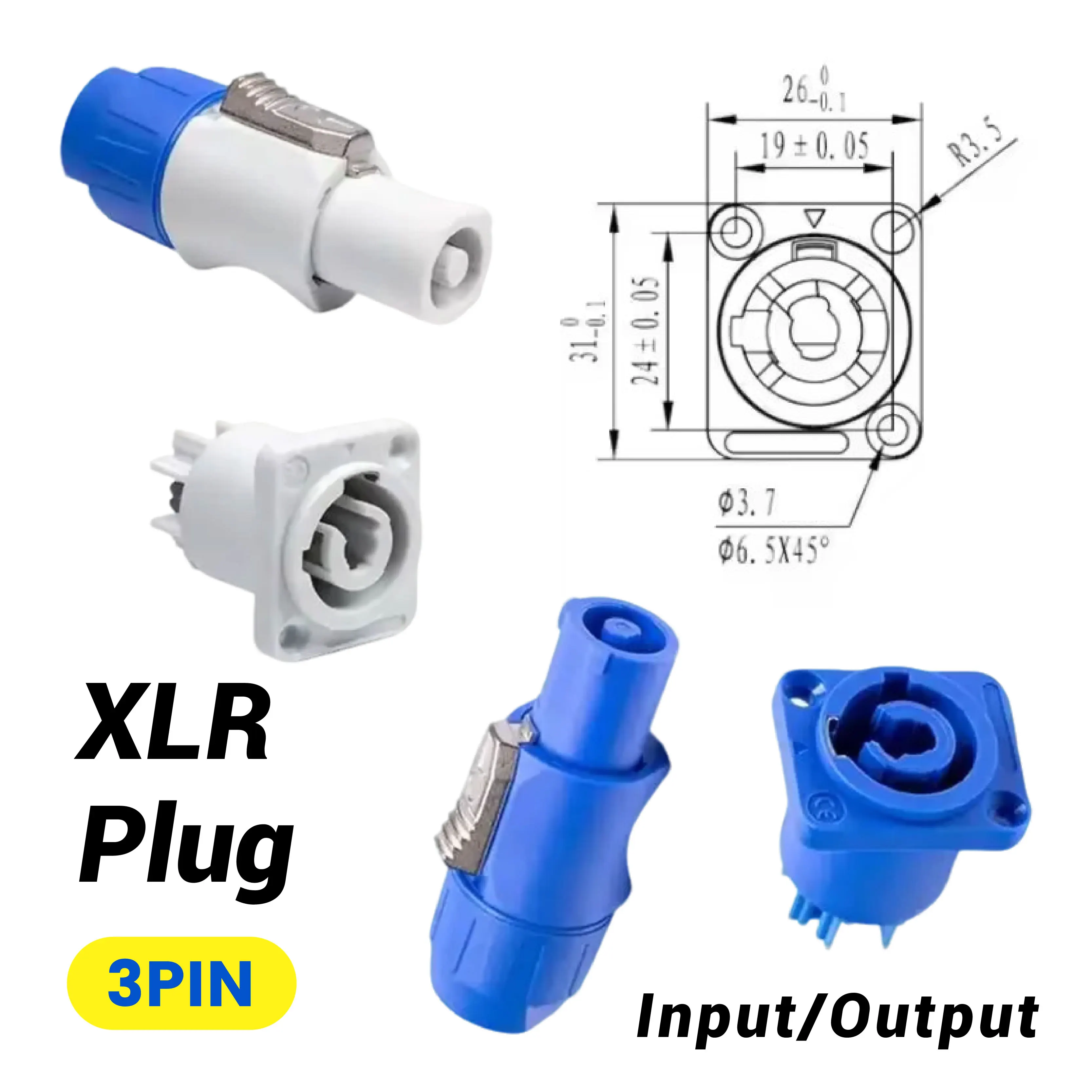 

5 шт. разъем Powercon XLR 20A, вилка питания, розетка NAC3FCA NAC3MPA NAC3FCB, 3-контактная вилка, адаптер XLR, синий, белый