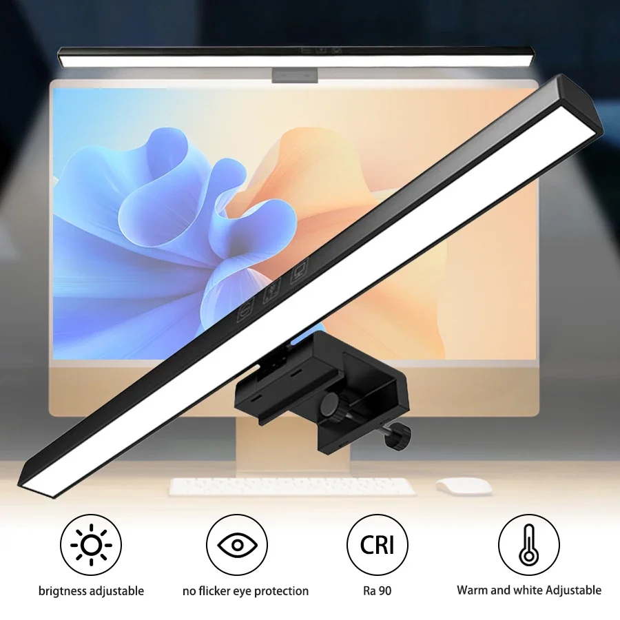 33cm LED Computer Screen Light Hanging Desk Lamp USB Plug in Monitor Bar Lights Dimmable 3 Colors Office Study Reading Lamp