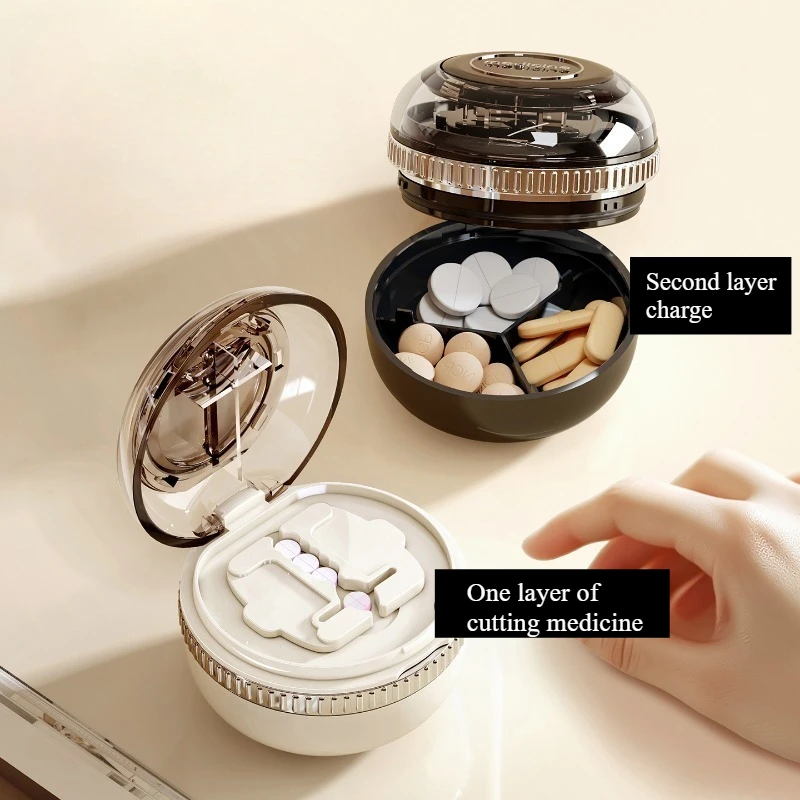 قاطعة حبوب منع الحمل ربع أو نصف قطع دقيق، تقسيم متعدد الوظائف، تخزين آمن، إدارة الأدوية اليومية المحمولة
