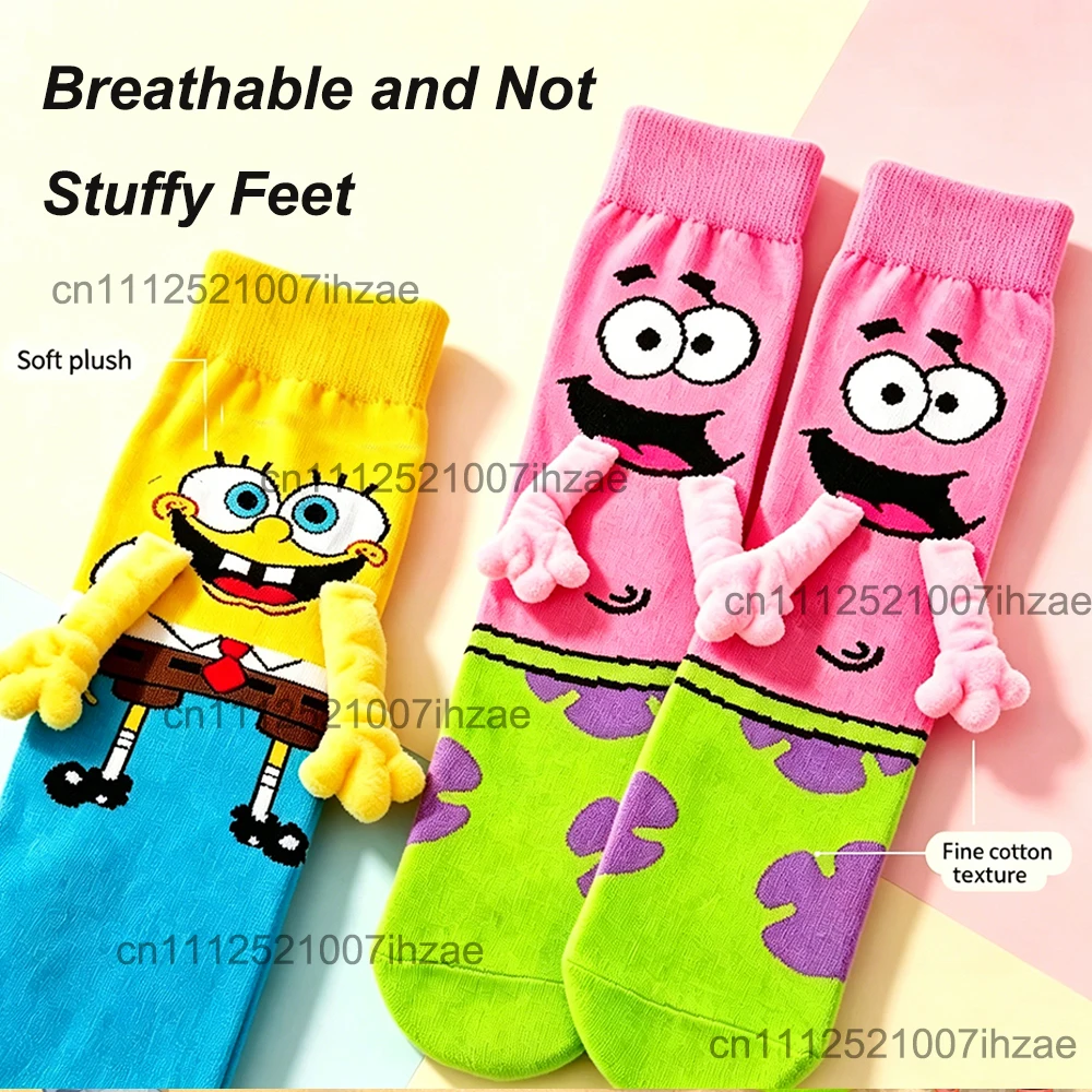 Cartoon 3D Socken Niedliche Interaktive Gelbe Schwamm-Rosa Seestern Anime-Peripherieartikel Weiche Hochelastische Röhrensocken für den Täglichen Gebrauch – Detail 6