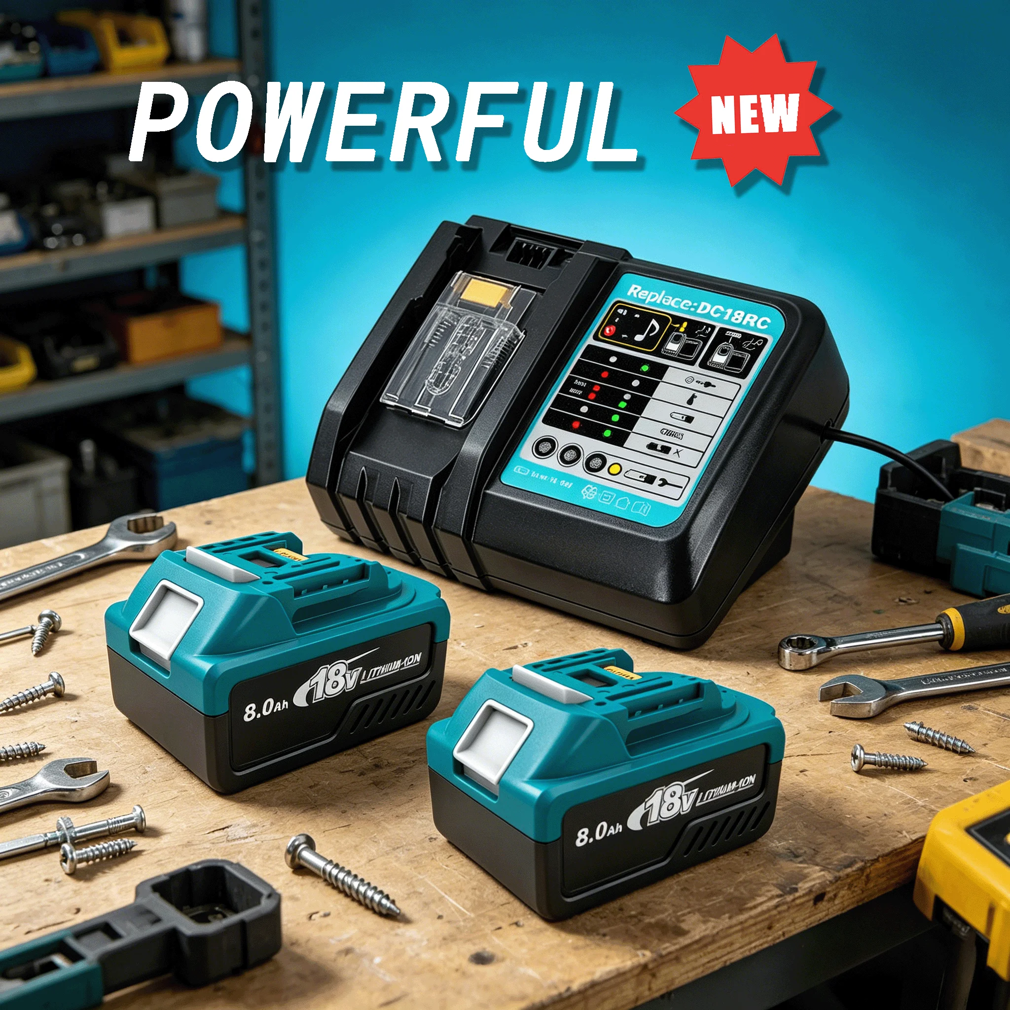 18V 8,0Ah Ersatzakku für Makita 18V LXT 18V Schnellladegerät Combo mit Mehrfachschutz