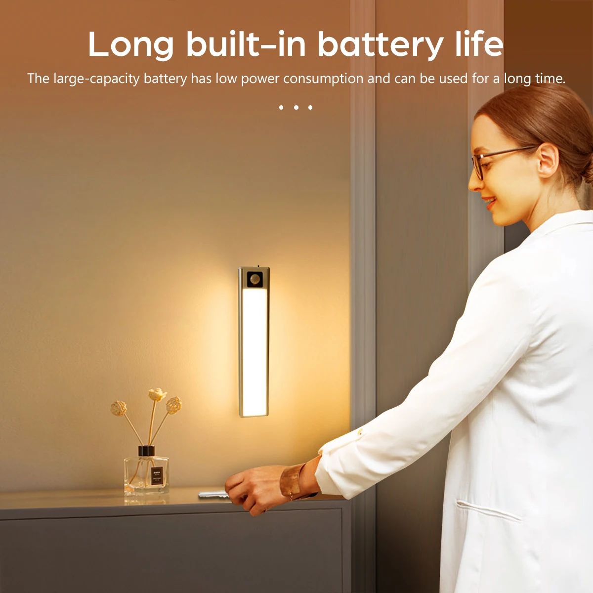 ใหม่ 4 ซม.-ความกว้างช่วงแสงที่กว้างขึ้น LED Bar Light หลอดอลูมิเนียม PIR Motion Sensor/Hand Motion Sensor USB ชาร์จ