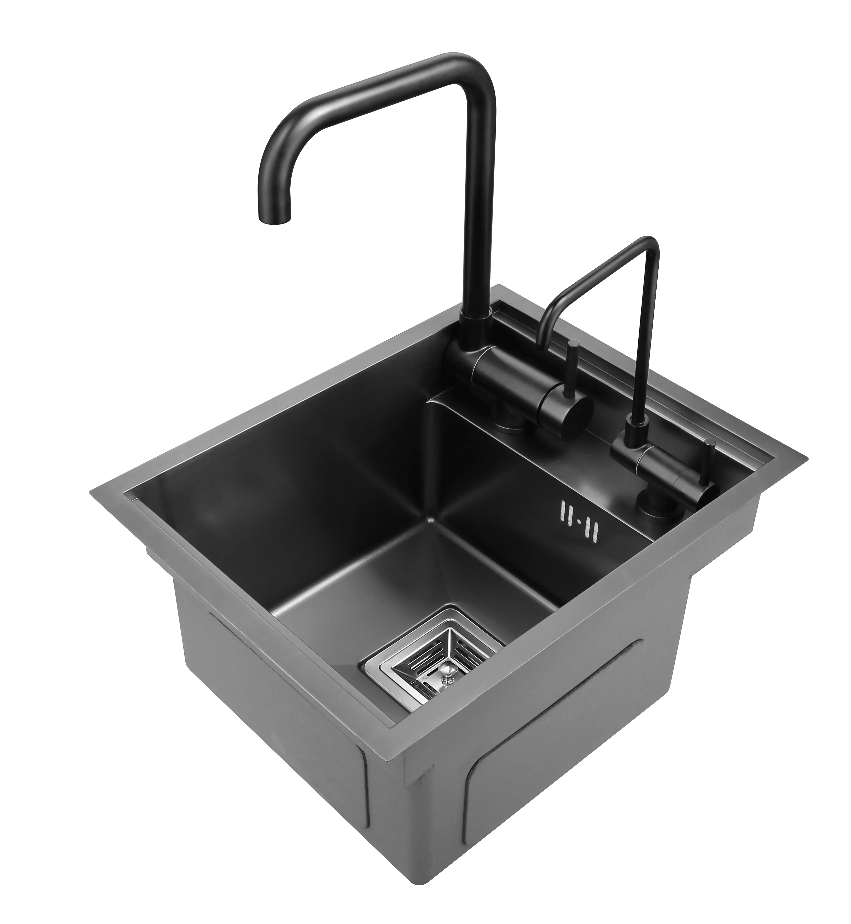 black Hidden Kitchen  bowl Bar Stainless Steel Balcony  Concealed black kitchen sink Bar  With clean water tap