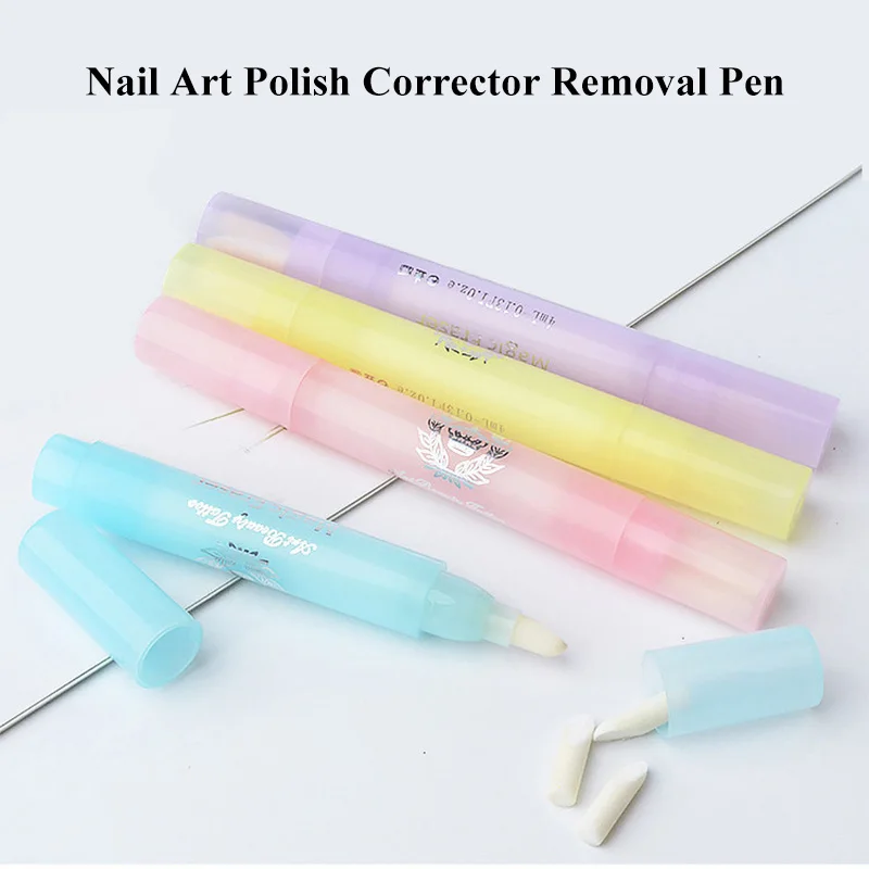 1 szt. Pisak do usuwania lakieru z paznokci z 3 wymiennymi końcówkami wielokrotnego użytku do czyszczenia, pisak do usuwania lakieru do paznokci.