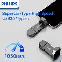 PHILIPS 512GB External SSD 550MB/s Read Write Speed,USB 3.2 Gen2+USB C Flash Drive with Dual Ports, Portable SSD