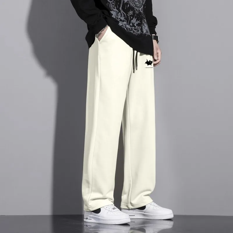 

Мужские повседневные брюки прямого кроя: модные, струящиеся, широкие, весенне-осенние, трендовые, свободного кроя, спортивные, городские, стильные, дышащие