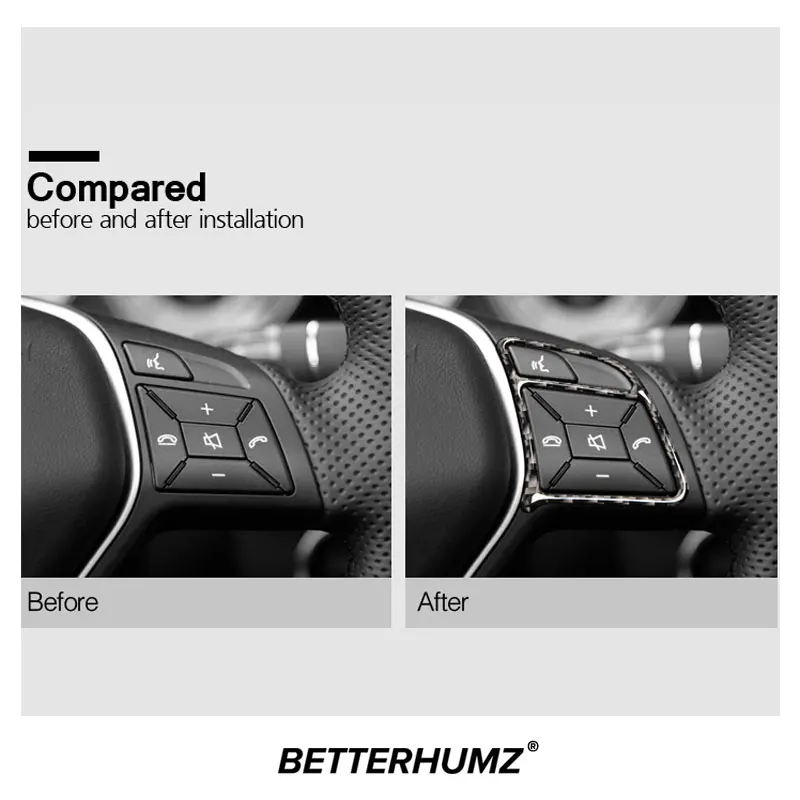 لمرسيدس W176 W204 W212 A B C E G M Class CLA CLS SL GL ألياف الكربون عجلة توجيه سيارة زر الكسوة ملصق الجسم الملحقات