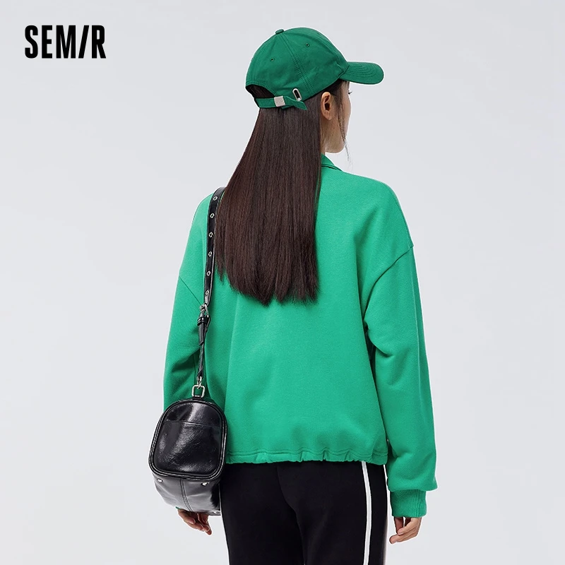 Semir Sweatshirt Women With Contrasted Letters 2023 Spring New Stand-up Collar Trendy Sweater