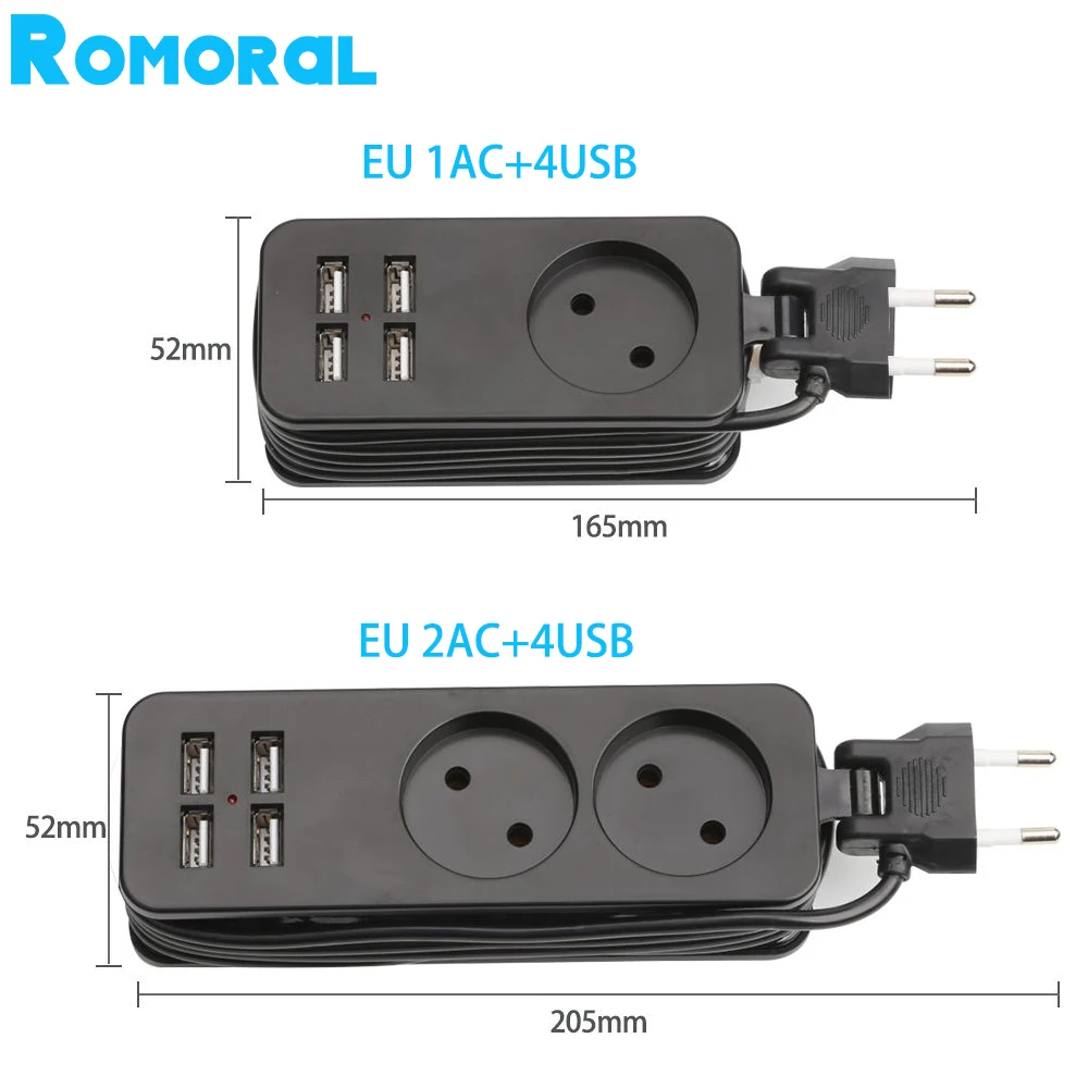 1.5 متر الاتحاد الأوروبي التوصيل قطاع الطاقة المقبس السفر قطاع الطاقة المحمولة تمديد 4 USB منفذ شاحن 1200 واط 250 فولت محور الألمانية PD خاص جاك