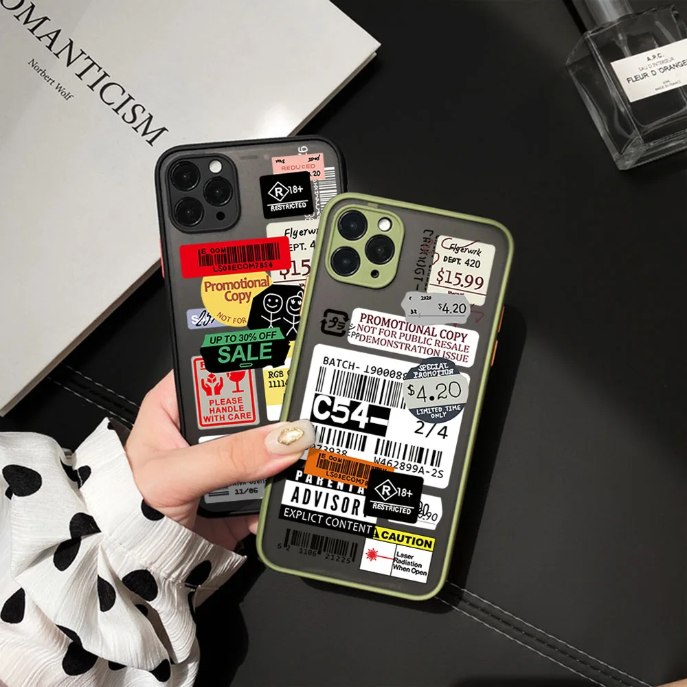 For iphone 16 15 Pro 14 13 12 11 7 8 Plus XS Max XR Travel Luck DDhl Logistics label Frosted Translucent Cover Black Phone Cases