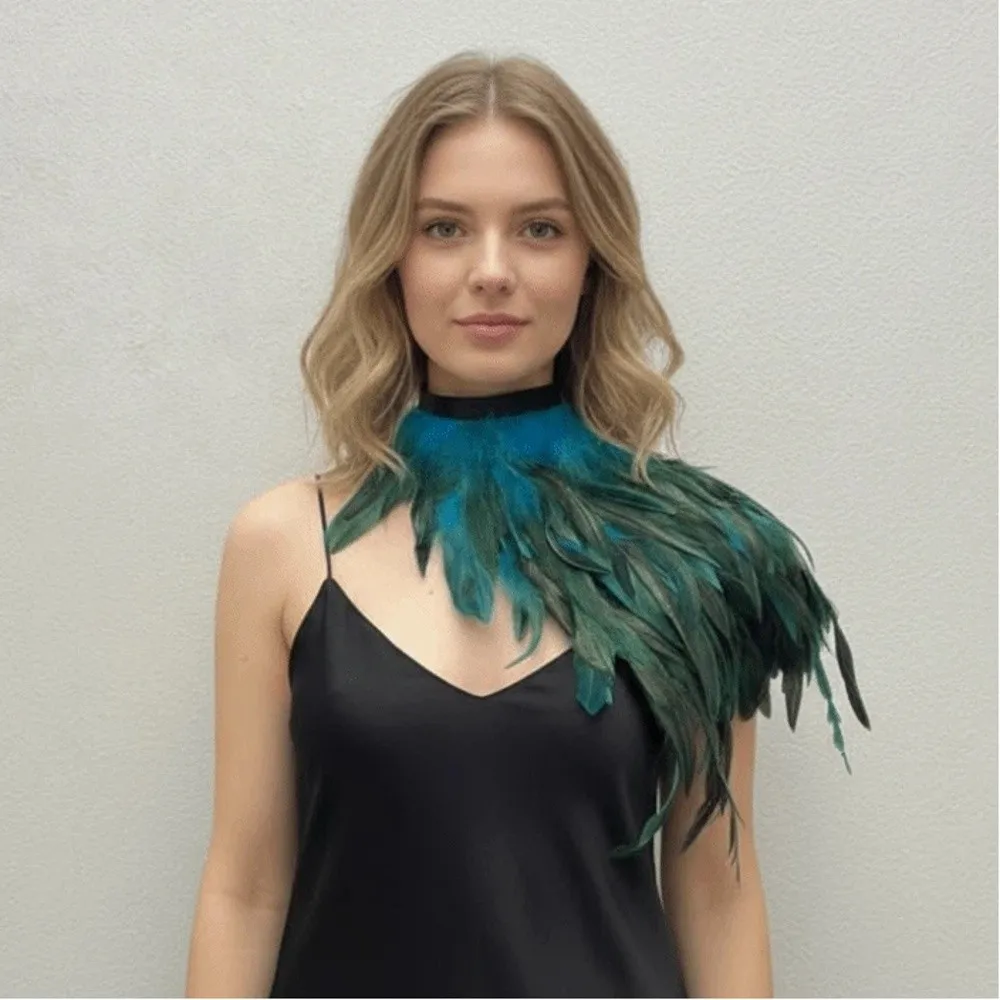 Vintage Gothic Style Feather Shawl Party Wear Stage Performance Feather Scarf Gothic Shawl Wedding Party