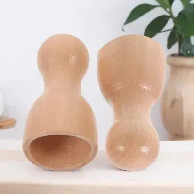 

2Pcs Wooden Massage Tool Ergonomic Design for Back of Head Neck Thigh Muscle Relaxation Lightweight Reusable Massaging Cup Kit