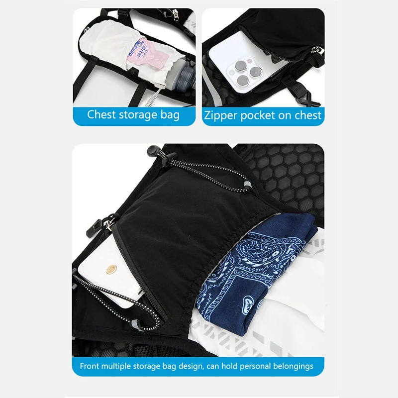Rompi Lari dengan Kandung Kemih Hidrasi 1,5L untuk Wanita Pria, Rompi Hidrasi Lari Dapat Disesuaikan & Sejuk dengan Strip Reflektif
