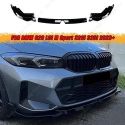 Gloss Black Front Bumper Splitter Lip Body Kit Spoiler Diffuser For BMW 3 Series G20 LCI M Sport 320i 325i 2023+ Car Accessories