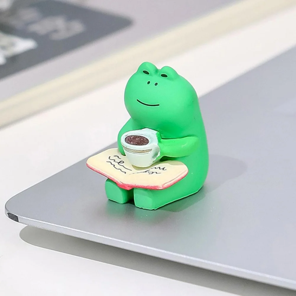 Cartoon Frog Cat Table Ornaments Home Decor (Sleeping Cat + Coffee Frog + Table + Yellow Sofa)