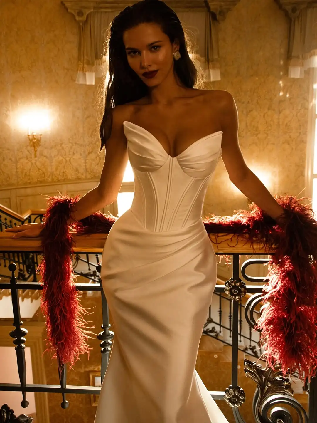 Abiti da sposa sexy a sirena in raso con scollo a V e pieghe Sweep Train Corsetto sul retro Custom Made 2026 Vestido De Noival