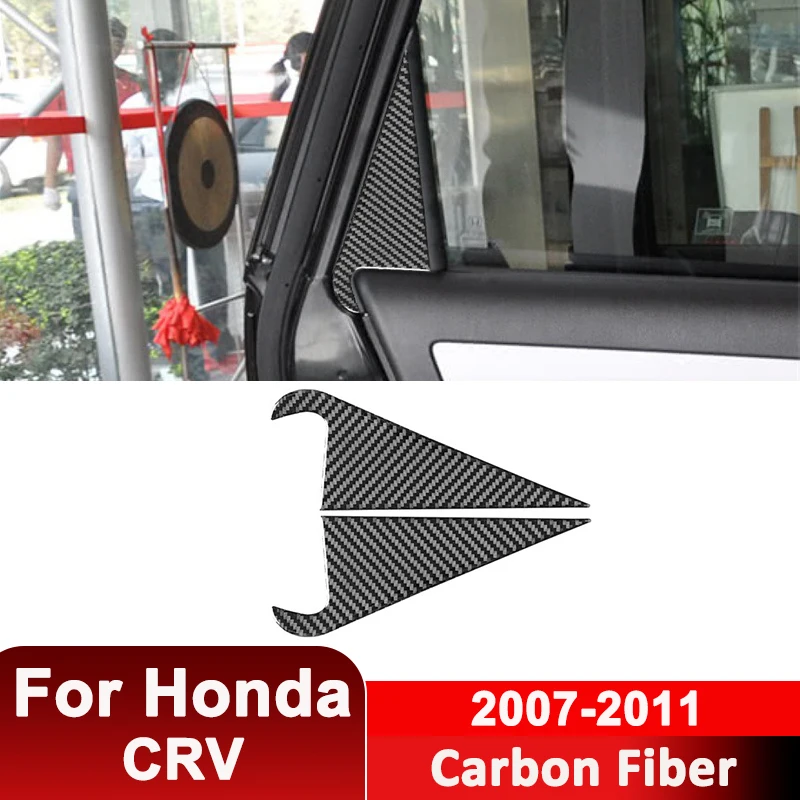 

For Honda CRV 2007-2011 Carbon Fiber Car Rear C-Pillar Triangle Panel Trim Cover Decorative Sticker Interior Accessories