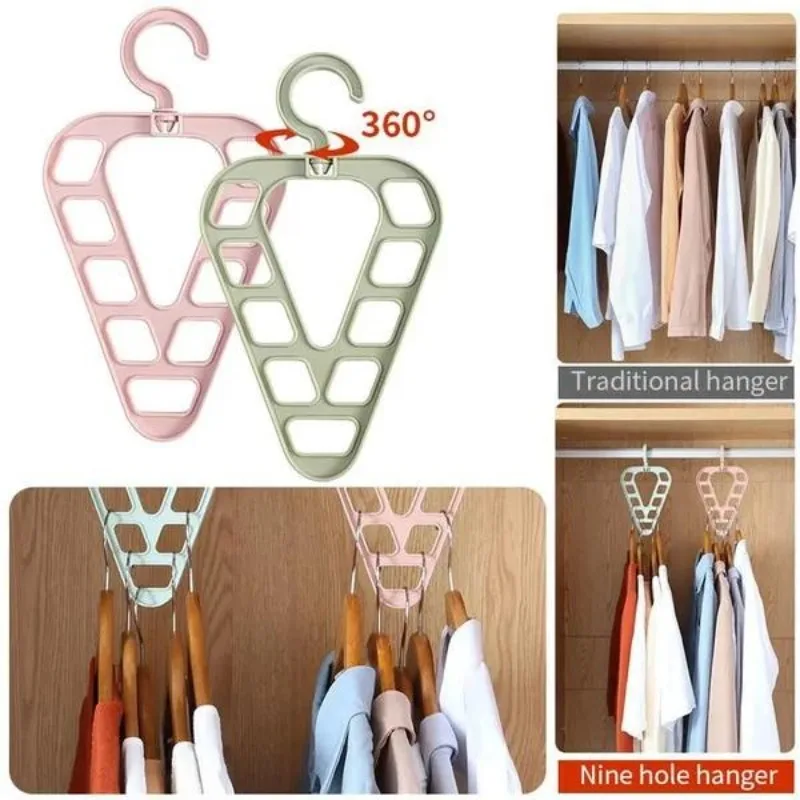 1/2/3Pcs 9-Hole Magic Clothes Hanger Closet Organizer Space Saving Multi-function Drying Racks Wardrobe Scarf Storage