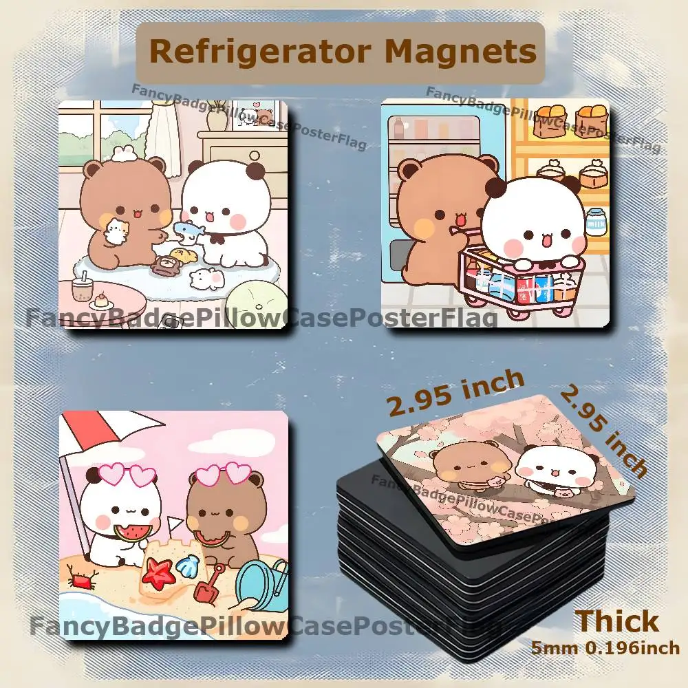 Panda Bubu Dudu 75mm Frigerator Magnet Square Stickers Personalize Fridge Refrigerator Wall Door Decoration