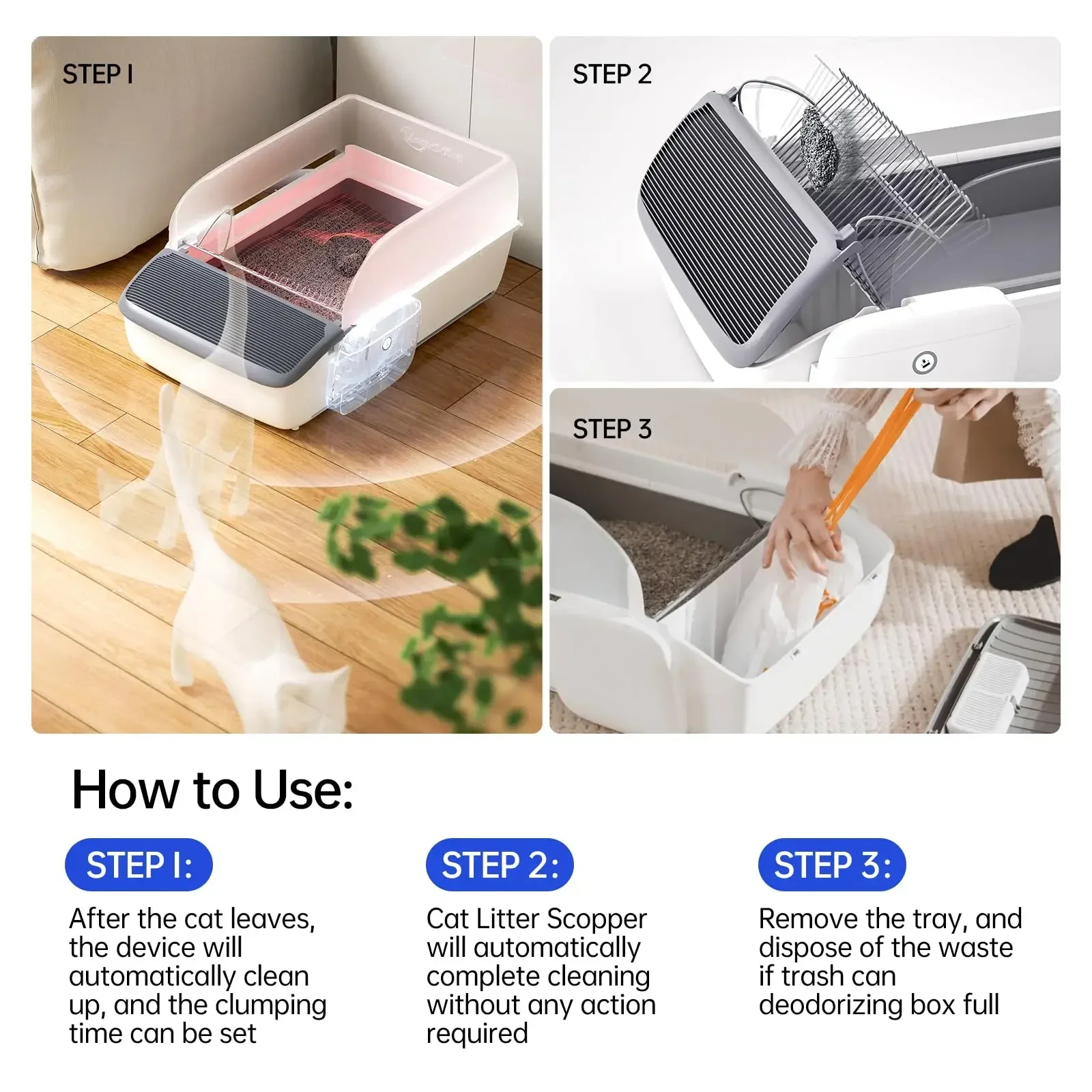 7L APP Control Automatic Cat Litter Box Self-cleaning Litter Box Pet Litter Box Cat Toilet for Cat Products Safety Protection