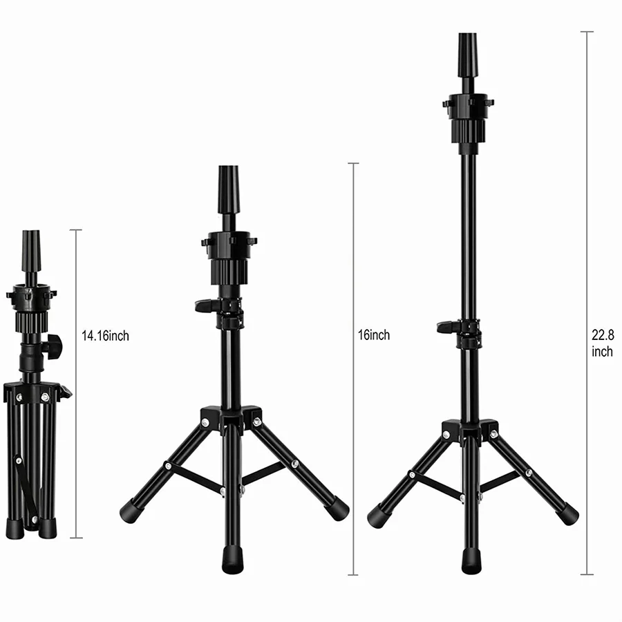 Wig Stand Tripod for Hairdresser Practice Style Display Human Hair Mannequin Head Manikin Cosmetology Doll Training Head