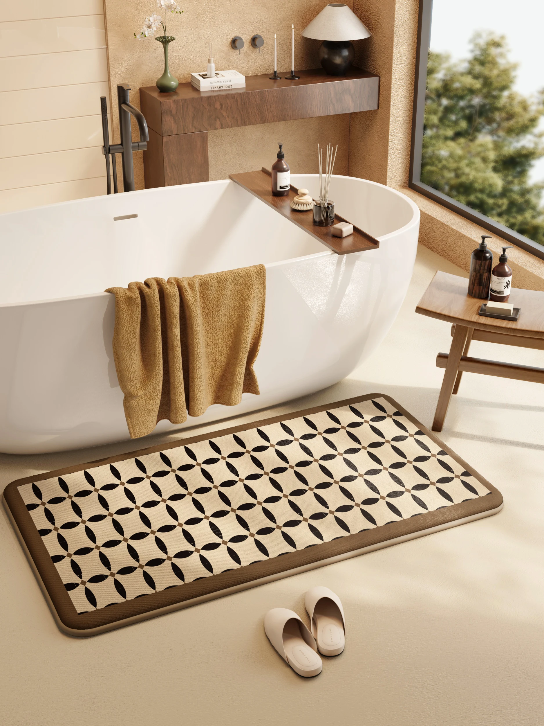 

Коврик Batoom Water Absorption Thiened American Sle Ванна Боковая раковина Сухой коврик для Batoom Домашний декор Прямоугольный коврик