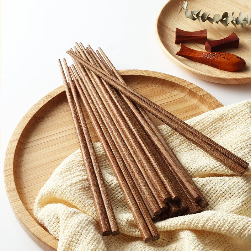 10 Pairs Natural Rosewood Chopsticks Reusable Lacquerless and Waxless Healthy Chinese Wooden ChopSticks Hotel Kitchen Utensils