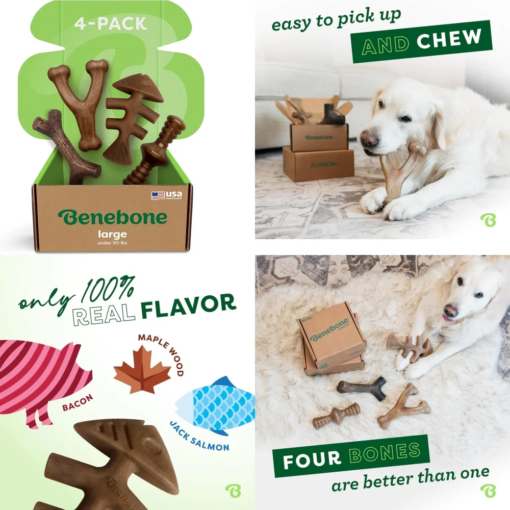 

Extra Large 4 Pack Dog Chew Toys for Aggressive Chewers USA Made Durable Dog Toys for Medium to Large Dogs Up to 90 lbs Heavy