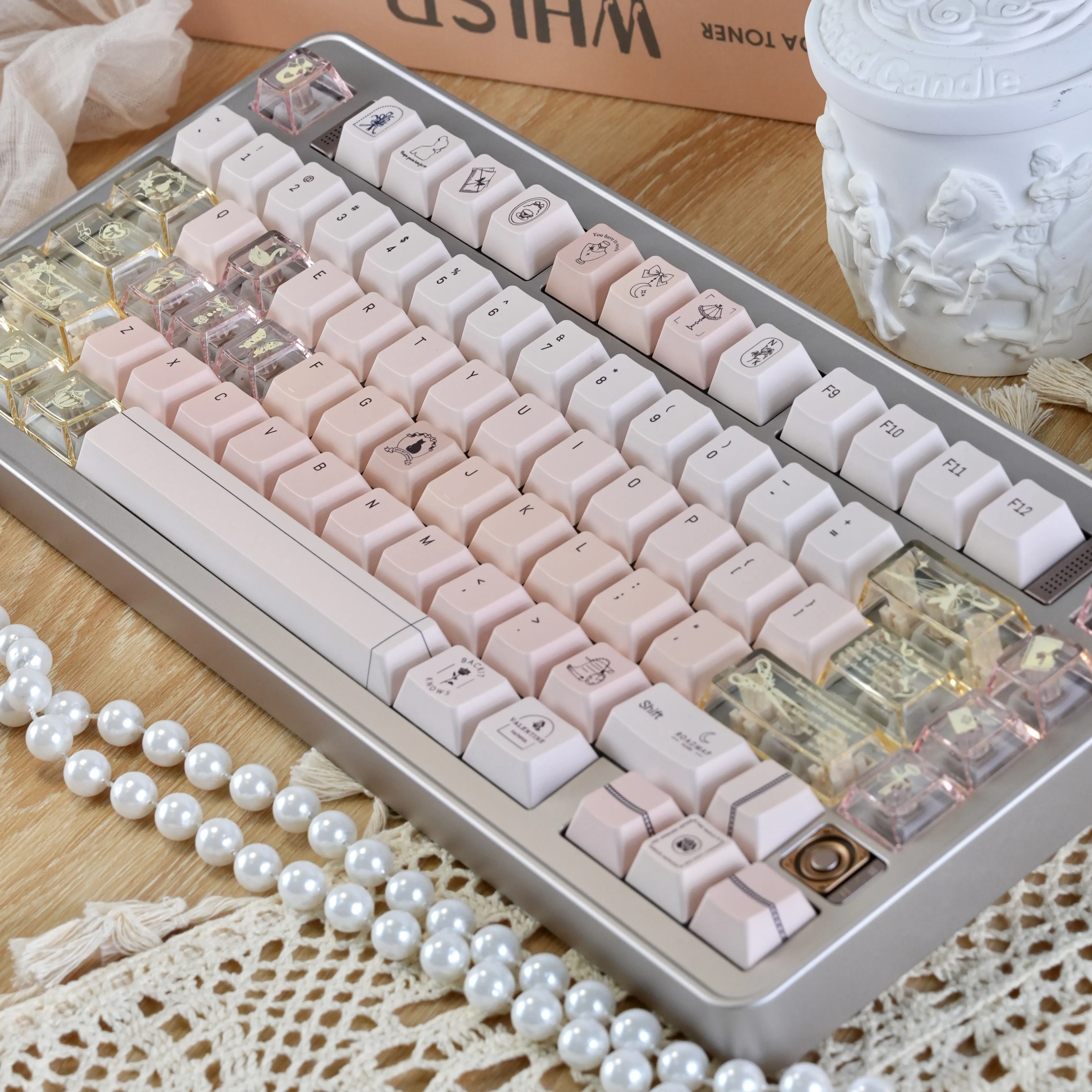 MAIMOOO Keycaps She Said Champagne Pink Girl CHERRY PBT PC Mechanical Keyboard Keycaps