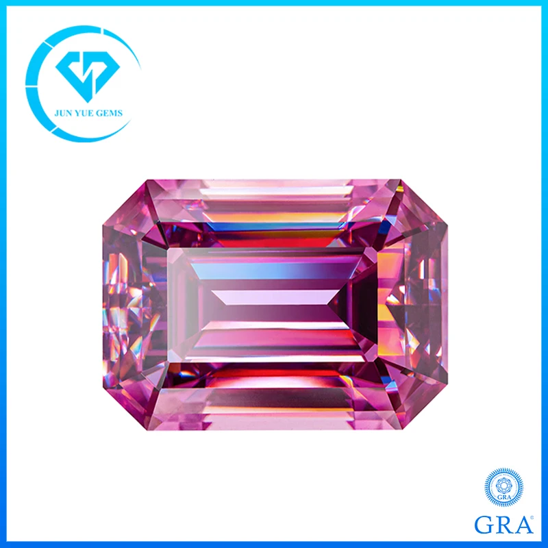 

Pink Color Emerald Cut Moissanite Loose Stone 1.0-5.0ct Certified Moissanite Lab Diamond Passed Tester with GRA Certificate