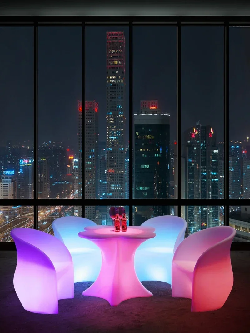 

SHUN Outdoor luminous plum blossom table bar KTV sofa stool coffee table led bar bartender table and chair