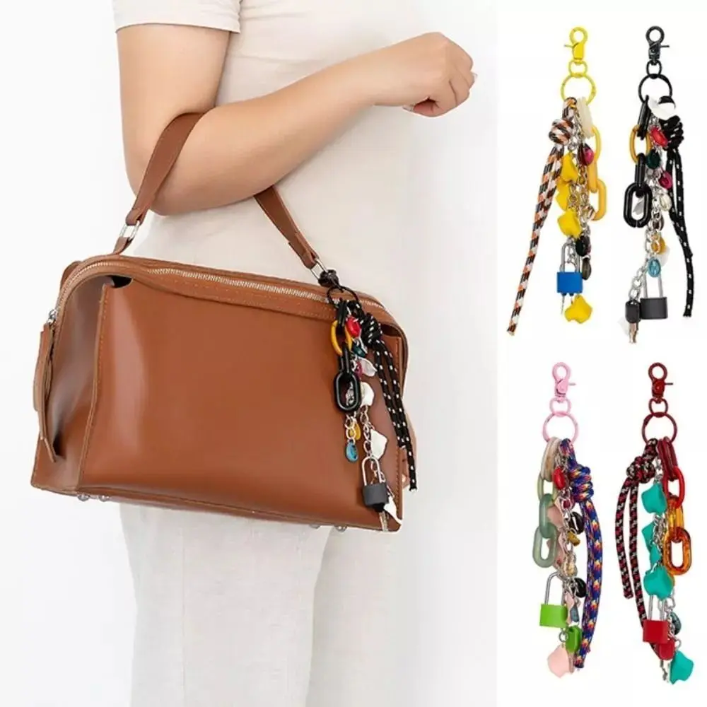 New Colorful Keychain Creative Couple Lock Bag Pendant Backpack Decor DIY Independent Bag Accessory