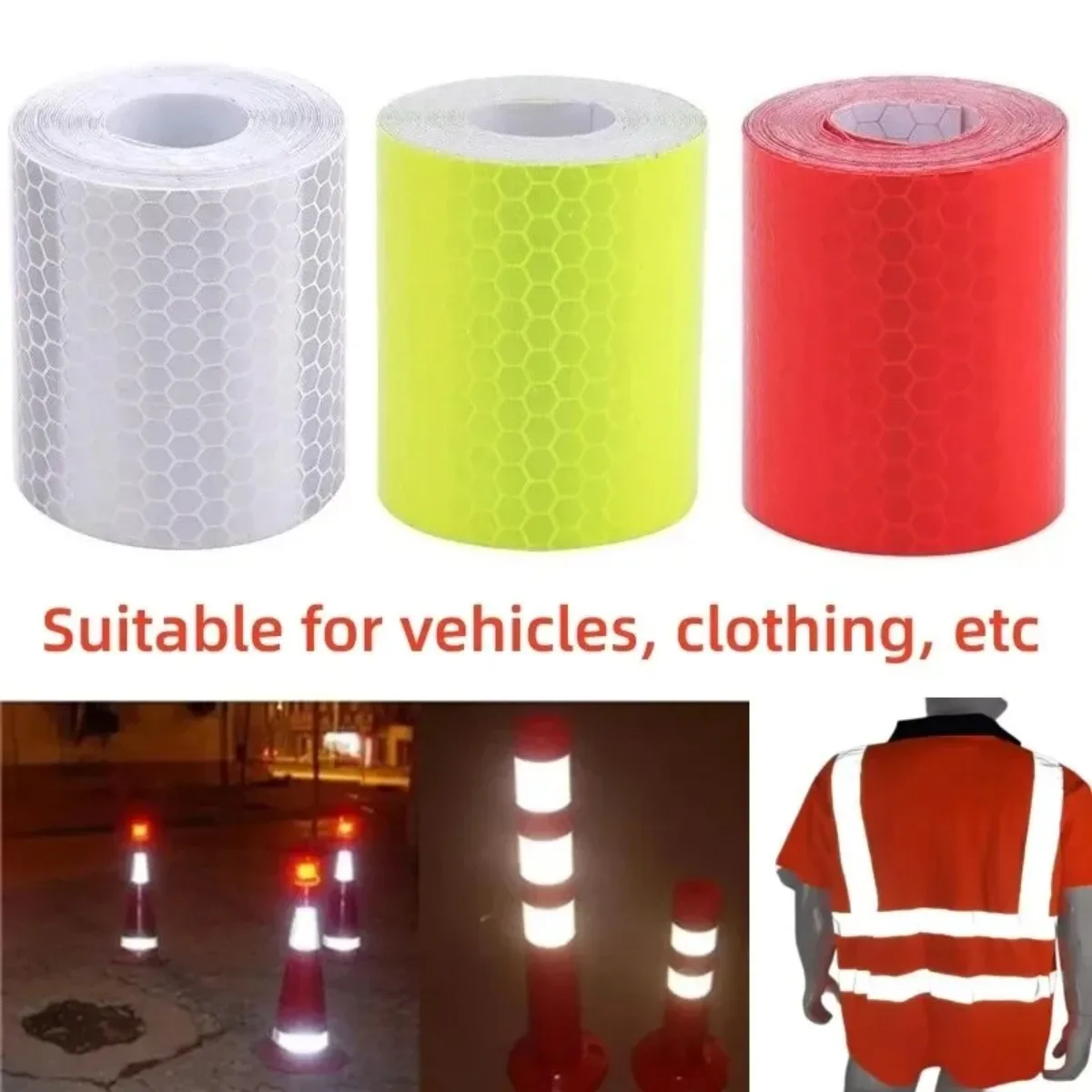 Weatherproof Long-Lasting High Visibility Reflective Tape 3*100x5cm Uses For Car Trailer Safety Gear