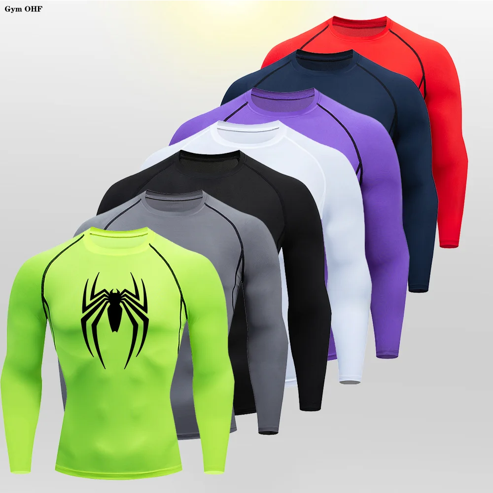 Spider Rashguard MMA Men\'S Sports Fitness Gym Musculation Jogging Running T-Shirt Tights Comprehensive Combat Jujitsu Muay Thai