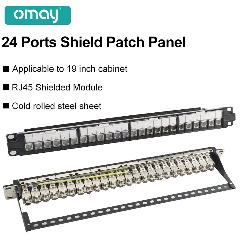 Panel de parche de 24 puertos a prueba de polvo blindado duradero, Compatible con RJ45 CAT5e, CAT6, CAT6A, CAT7, CAT8, módulo Keystone para Ethernet