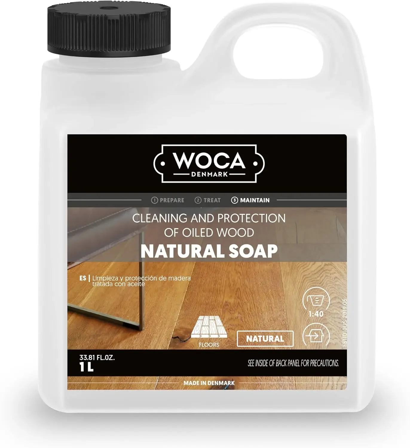 Concentrated Wood Cleaner for Oiled Hardwood Floors, Tables, Cutting Boards, and Butcher Block, 1L