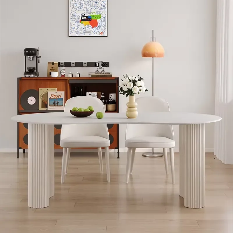 Modern Luxury Rock Dining Table Pure Cream Office Desk Contemporary Living Room Furniture Minimalist Design Home Decor